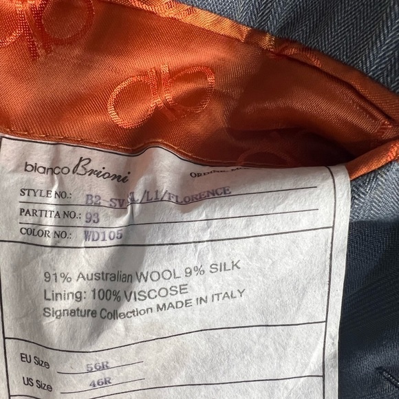 Bianco Brioni Two Button Wool Silk Blend Blazer - Picture 9 of 12